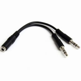 StarTech.com MUYHSFMM 3.5mm4極ステレオミニプラグ用オーディオ・マイク分岐ケーブル4極ステレオミニジャック(メス)x1-3極ステレオミニプラグ(オス)x2分配ケーブルブラック