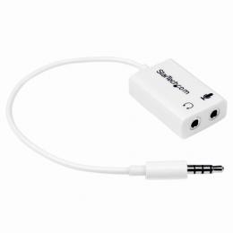 StarTech.com MUYHSMFFADW ホワイト4極ヘッドセット変換アダプタ4極ヘッドセット-3極ヘッドホン/マイク分配スプリッタケーブル3.5mm4極プラグ-2x3極3.5mmジャックPC/iPhone対応