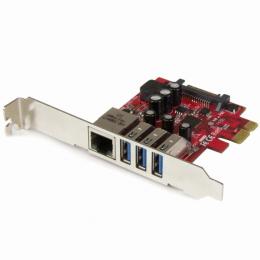 StarTech.com PEXUSB3S3GE 3ポートUSB3.0/1ポートギガビットイーサネット増設PCIExpressインターフェースカード1xGbELANカード/3xUSB3.0拡張用PCIeカード