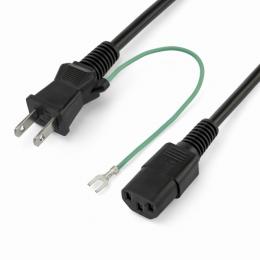 StarTech.com PXTJ1012M AC電源ケーブル2m片側アース端子付き2Pプラグ3P-2P電源コード2ピンオス(NEMA1-15準拠)-3ピンメス(IEC60320C13準拠)
