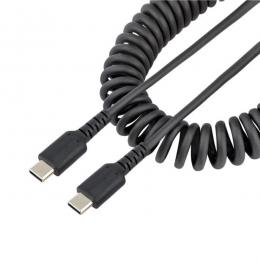 StarTech.com R2CCC-1M-USB-CABLE 高耐久USB-Cケーブル1mコイル(伸縮)型/アラミド繊維補強/オス-オス/USB2.0A-USBTypeCケーブル/タイプC充電カールコード