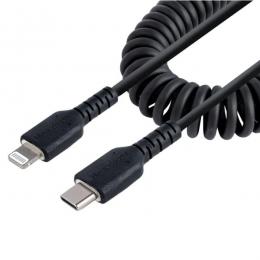 StarTech.com RUSB2CLT1MBC 高耐久Lightning-USB-Cケーブル1mコイル(伸縮)型/ブラック/アラミド繊維補強/MFi認証/iPhone充電ケーブル/タイプC-Apple(アップル)充電ライトニングケーブル