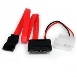 StarTech.com SLSATAF12 30cmSlimlineSATA-シリアルATA変換ケーブルペリフェラル電源(4ピン)とSATAデータコネクタ(7ピン)に分岐