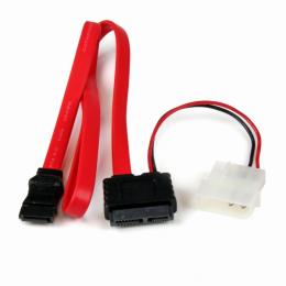 StarTech.com SLSATAF20 50cmSlimlineSATA変換ケーブル1xSlimlineシリアルATA7+6ピン-1xペリフェラル電源4ピンオス&1xSATA7ピン