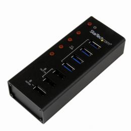 StarTech.com ST4300U3C3 4ポートUSB3.0ハブ充電用USBポートx3搭載(2x1A/1x2A)壁取付け用ブラケット付属