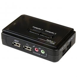 StarTech.com SV211KUSB 2ポートUSB接続KVMスイッチ(オーディオ対応/ケーブル付属)2台用PCパソコン/CPU切替器(ブラック)解像度2048x1536