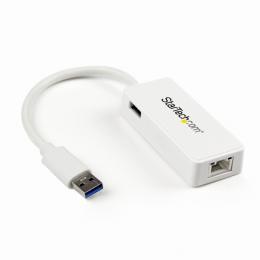 StarTech.com USB31000SPTW USB3.0-ギガビットイーサネット有線式LANアダプタ(USBポートx1付き)ホワイト10/100/1000MbpsNICネットワークアダプタUSB3.0(オス)-RJ45(メス)