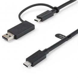 StarTech.com USBCCADP USBType-Cケーブル/1m/USB-C-USB-A変換アダプタ付き/USB-C-USB-C(10Gbps&100WPD対応)/USB-A-USB-C(5Gbps対応)/USB-C&USB-A対応ドッキングステーション用ケーブル