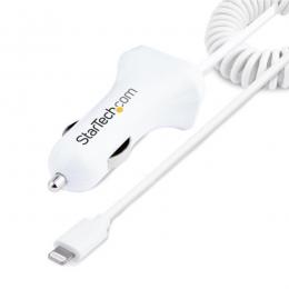 StarTech.com USBLT2PCARW2 シガーソケットカーチャージャー/コイル型/Lightningケーブル/1m/1xUSB-Aポート/12W/ホワイト