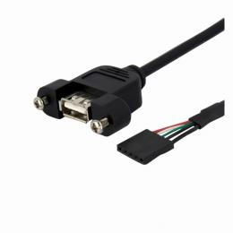 StarTech.com USBPNLAFHD1 30cmUSB2.0パネルマウント型変換ケーブルUSBマザーボードヘッダー(5ピン)メス-パネルマウント用USBAポートメス
