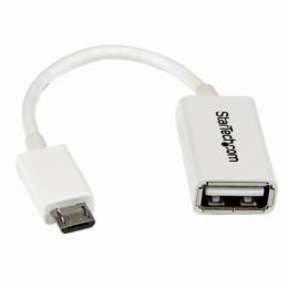 StarTech.com UUSBOTGW 12cmMicroUSBOTG変換アダプタホワイトマイクロUSBホストケーブルUSBAメス-USBMicro-Bオス