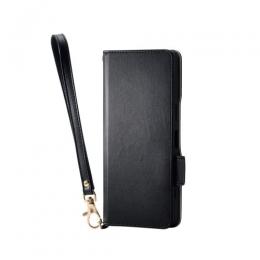 ELECOM PM-X251PLFY4BK Xperia 1 VII/ソフトレザーケース/磁石付/耐衝撃/ハンドストラップ付/ブラック