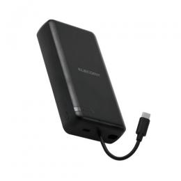 ELECOM DE-C64-20000BK モバイルバッテリー/リチウムイオン電池/20000mAh/USB PD/20W/USB-C/USB-Cケーブル一体/ブラック