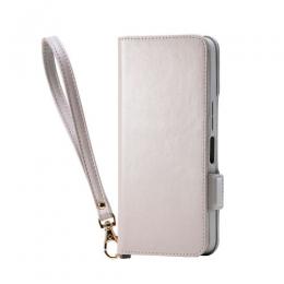 ELECOM PM-S251PLFY4GB AQUOS wish5/ソフトレザーケース/磁石付/耐衝撃/ハンドストラップ付/グレージュ