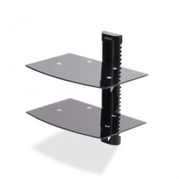 StarTech.com 2B-WALL-MOUNT-SHELF 壁掛けAVラック/2段タイプ/耐荷重各7kg/強化ガラス/高さ調整可能/ウォールマウント 収納棚 ウォールシェルフ