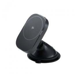 ELECOM W-QC12BK Qi2規格対応ワイヤレス充電器/車載ホルダー/マグネット吸着/15W/ゲル吸盤/ブラック