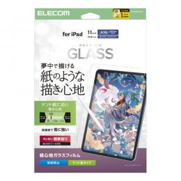 ELECOM TB-A25RFLGAPLL iPad 11インチ(A16)/10.9インチ(第10世代)/ガラスフィルム/紙心地/ケント紙/反射防止/ガイド付