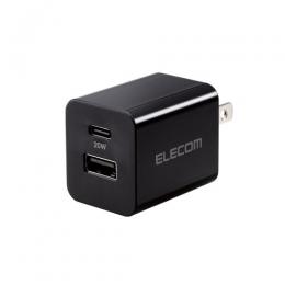 ELECOM MPA-AC12020BK AC充電器/USB充電器/スマホ・タブレット用/USB PD対応/20W/USB-C/USB-A/スイングプラグ/ブラック