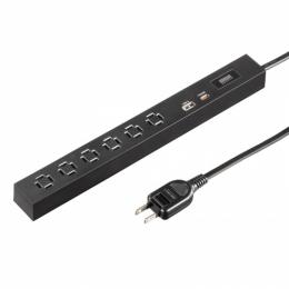 サンワサプライ TAP-SLIM6UC-3BK スリムタップ（AC6個口・A1＋C1・PD33W・3m・ブラック）