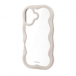 ELECOM PM-A25AFCWAVEBE iPhone 17/ハイブリッドケース/Grippy/フレームカラー/ウェーブ/メタルステッカー付/ベージュ