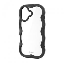 ELECOM PM-A25AFCWAVEBK iPhone 17/ハイブリッドケース/Grippy/フレームカラー/ウェーブ/メタルステッカー付/ブラック