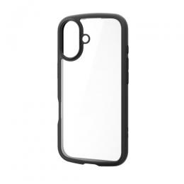 ELECOM PM-A25ATSLFCGBK iPhone 17/TOUGH SLIM LITE/フレームカラー/背面ガラス/メタルステッカー付/ブラック