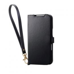 ELECOM PM-A25CPLFY4BK iPhone 17 Pro/手帳型ケース/磁石付/耐衝撃/ハンドストラップ付/ブラック