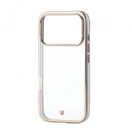 ELECOM PM-A25CUCTMLGB iPhone 17 Pro/ソフトケース/メタリックライン/メタルステッカー付/グレージュ