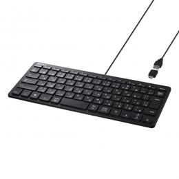 BUFFALO BSKBUC310BK Type-C変換アダプタ付 有線 USB接続ミニキーボード ブラック