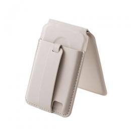 ELECOM AMS-MAGCSBBG スマホスタンド/MAGKEEP/バンド付き/動画視聴/カードポケット付き/2枚収納/ベージュ