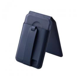 ELECOM AMS-MAGCSBNV スマホスタンド/MAGKEEP/バンド付き/動画視聴/カードポケット付き/2枚収納/ネイビー