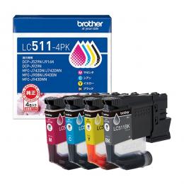 brother LC511-4PK 【ブラザー純正】インクカートリッジ 4色パック ブラック/シアン/マゼンタ/イエロー