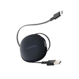 ELECOM MPA-ACRL09BK USB-A to USB Type-Cケーブル/巻き取り/最大15W/0.9m/ブラック