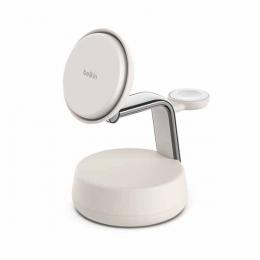 【法人様宛限定】Belkin WIZ040dqSD UltraCharge Pro Qi2 25W 3-in-1 マグネット式充電ドック サンド