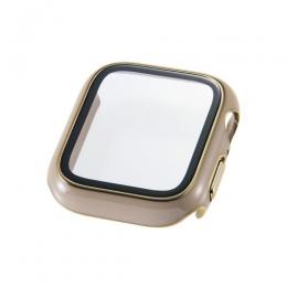 ELECOM AW-25EFCGJGB Apple Watch 40mm/フルカバーケース/プレミアムガラス/高透明/ゴールドライン/グレージュ
