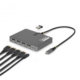 StarTech.com QUAD-USB-DP-ADAPT ドッキングステーション/USB-C接続/4画面/4K60Hz DisplayPort/100W PD/1x USB-A