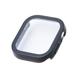 ELECOM AW-25AFCGEBK Apple Watch 46mm/フルカバーケース/プレミアムガラス/高透明/防水/ブラック