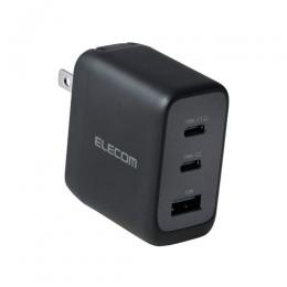 ELECOM ACDC-PD12770BK ノートPC用ACアダプター/USB充電器/AdjustCharge搭載/USB PD/70W/USB-C×2/USB-A/スイングプラグ/ブラック