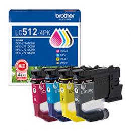 brother LC512-4PK 【ブラザー純正】インクカートリッジ 4色パック ブラック シアン マゼンタ イエロー