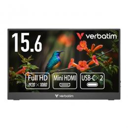 Verbatim PMM15NV2 ポータブルモニター 15.6型/1920×1080/Mini HDMI、USB Type-C(DisplayPort Alt Mode)/ブラック/スピーカー：あり/アルミ筐体の高耐久 スタンドカバー付き