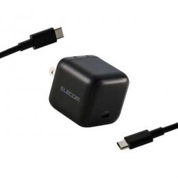 ELECOM ACDC-PD12565BK ノートPC用ACアダプター/USB充電器/USB PD/65W/USB-C/USB-Cケーブル付属/1.5m/スイングプラグ/ブラック