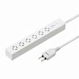 サンワサプライ TAP-SPSLIM6MG-2W スリムタップ（AC6個口・マグネット付き・雷ガード付き）