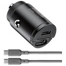 ADTEC ACPD-V065C2-SC10U2 Power Delivery対応 シガーソケットタイプ充電器/65W/USB Type-C 2ポート/ブラック & 1m Type-C to Cケーブルセット