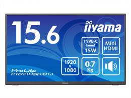 iiyama P1671HSC-B1J 液晶ディスプレイ 15.6型/1920×1080/USB Type-C、MiniHDMI/ブラック/スピーカーあり/IPS方式パネル/3年保証