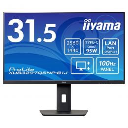 iiyama XUB3297QSNP-B1J 液晶ディスプレイ 31.5型/2560×1440/USB Type-C(AltMode・PD95W)、HDMI、DisplayPort/ブラック/スピーカーあり/IPS方式パネル/昇降/スウィーベル/チルト/3年保証