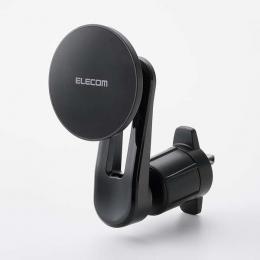 ELECOM P-CARS18BK 車載アクセサリー/スマホホルダー/マグネット吸着/エアコン吹き出し口取付タイプ/360°回転/メタルリング付属/ブラック