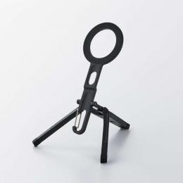 ELECOM P-STCLMPALMBK スマートフォン用スタンド/両面マグネット/折り畳み式/カラビナ付き/6.9インチ対応/メタルプレート付属/ブラック