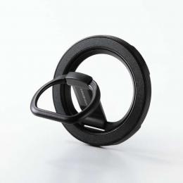 ELECOM P-STRMKZEROBK マグネットスマホリング/ZEROSHOCK/MAGKEEP/360°回転/リングスタンド/ブラック