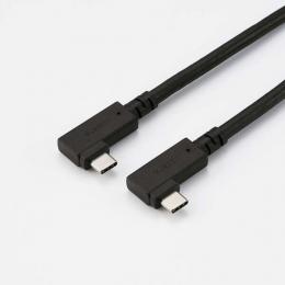ELECOM USB4-CLLEY10NBK USB2.0ケーブル/C-Cタイプ/認証品/USB PD対応/最大240W/両端L字コネクタ/転送速度最大20Gbps/やわらか/1.0m/ブラック