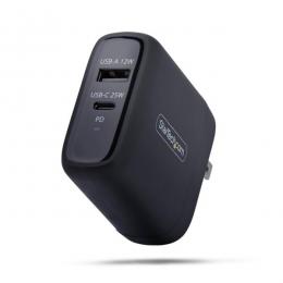 StarTech.com 114NB-WALL-CHARGER USB充電器/2ポートUSB Type-C+A/合計37W/PD対応/ブラック/急速充電 Type-C 電源アダプター